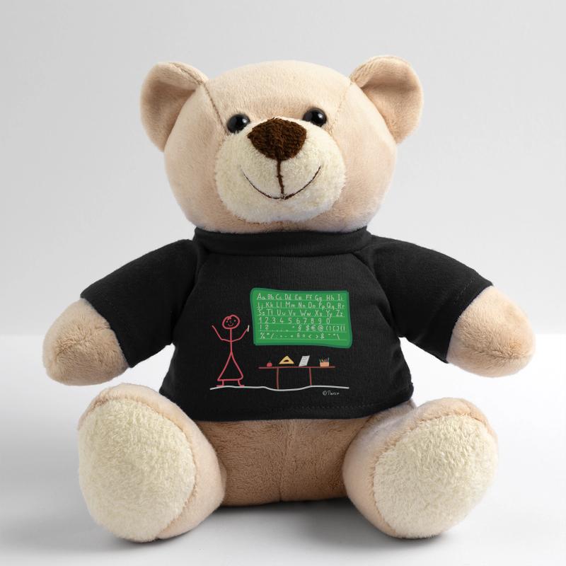 Teacher student stick figure writing read Teddy Bear