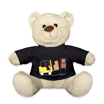 Forklift stick figure logistics woman warehouse - Teddy Bear - black - Front