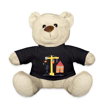 House building stick figure real estate crane architect - Teddy Bear - black - Front