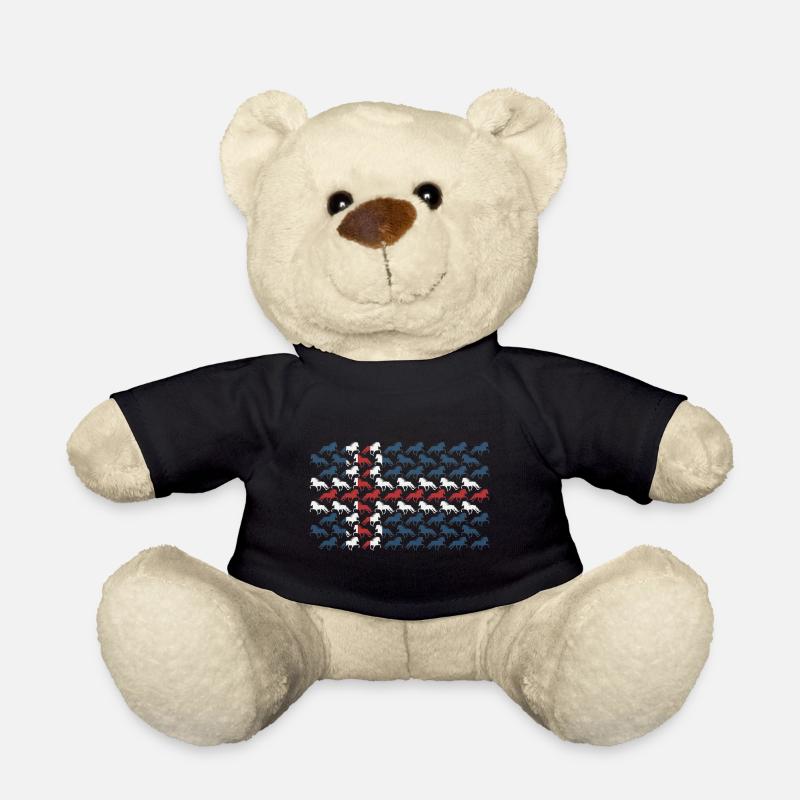 Trikolore-Pferde in einem sich wiederholenden Muster - Teddy - Schwarz