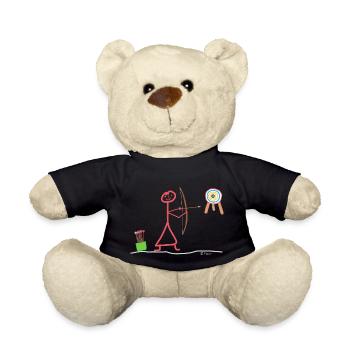 Archery Stick figure Stick woman Sport - Teddy Bear - black - Front