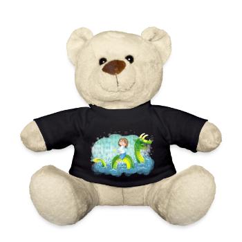 Mädchen Drachen reiten - Teddy - Schwarz - Vorne