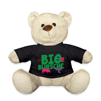 Bio Bursche Landwirt Bauer Förster Natur Bio Tiere - Teddy - Schwarz - Vorne