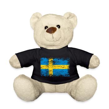 Schwedische Flagge im Vintage-Style - Teddy - Schwarz - Vorne
