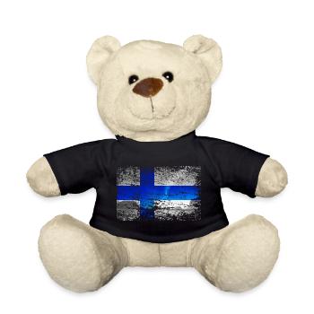 Finland with northern lights in vintage style - Teddy Bear - black - Front