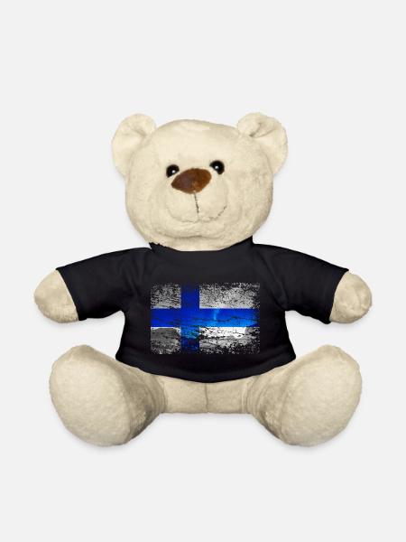 Finnland mit Nordlicht im Vintage-Style - Teddy - Schwarz