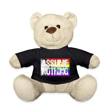 Assume Nothing LGBTQ Progress Pride Flag - Teddy Bear - black - Front