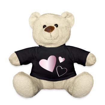 Deux coeurs tourmaline rose - Nounours - noir - Devant