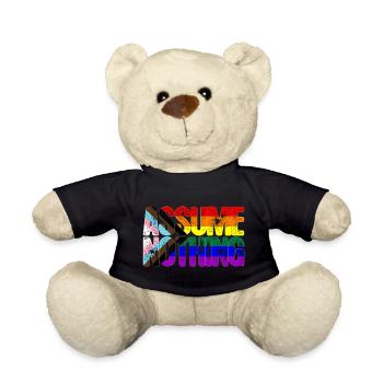 Assume Nothing LGBTQ Progress Pride Flag - Teddy Bear - black - Front