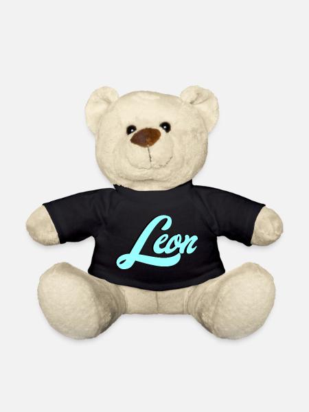 Leon Name Leuchtendes Leo Motiv für Tierliebhaber - Teddy - Schwarz