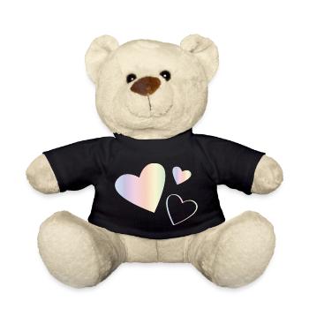 Pastel Regenbogen Herzen - Teddy - Schwarz - Vorne