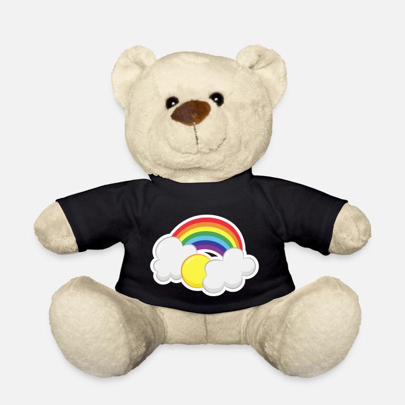 Regenbogen mit einer Sonne und Wolken - Teddy - Schwarz
