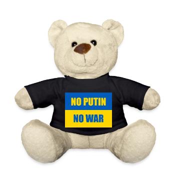 NO PUTIN NO WAR - Ukraine Flagge - Teddy - Schwarz - Vorne