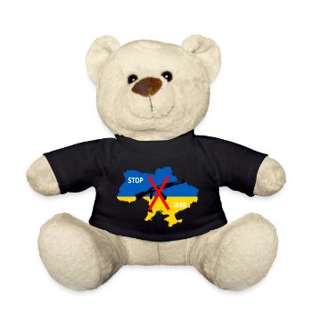 Support Ukraine, Ukraine - stop the war - Teddy Bear - black - Front