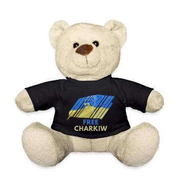 Free Charkiw T-Shirt Ukraine Flagge Frau Geschenk - Teddy - Schwarz - Vorne