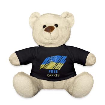 Free Харків T-Shirt Ukraine Flagge Frau Geschenk - Teddy - Schwarz - Vorne
