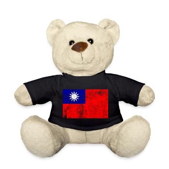 Taiwan Flagge Fahne Grunge Retro Vintage - Teddy - Schwarz - Vorne