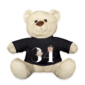 34th Anniversary Flowers (Gift of 34 years) - Teddy Bear - black - Front