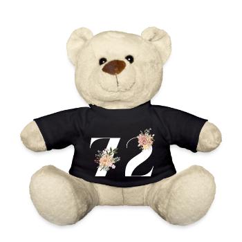 72e anniversaire fleuris (Cadeau de 72 ans) - Nounours - noir - Devant