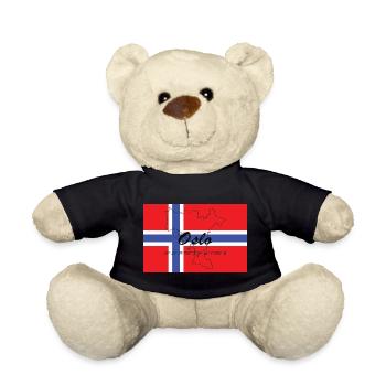 Oslo - Hauptstadt mit GPS & Flagge - Teddy - Schwarz - Vorne