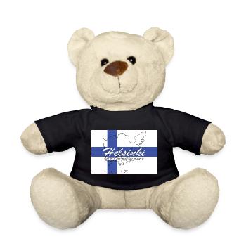 Helsinki - Hauptstadt mit GPS & Flagge - Teddy - Schwarz - Vorne