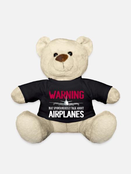 Warning May Spontaneously Talk About Airplanes Pil - Teddy - Schwarz