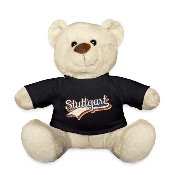 Deutschland Stuttgart Vintage Retro Typografie - Teddy - Schwarz - Vorne