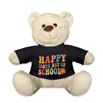 School Tee Happy 100th Day Of School Teacher - Teddy Bear - black - Front