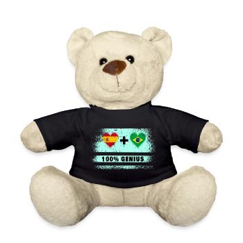 Spain and Brazil flag 100% genius - Teddy Bear - black - Front