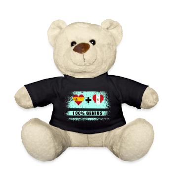 Spain and Peru flag 100% genius - Teddy Bear - black - Front