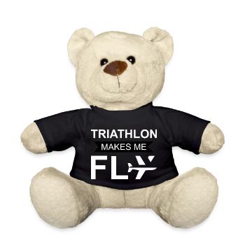 Marathon Triathlon Running Jogging Biking Cycling - Teddy Bear - black - Front