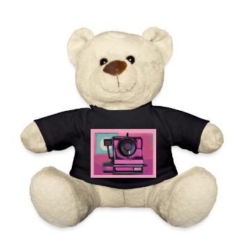 Retro Instant Camera - Vintage AI Art - Teddy Bear - black - Front