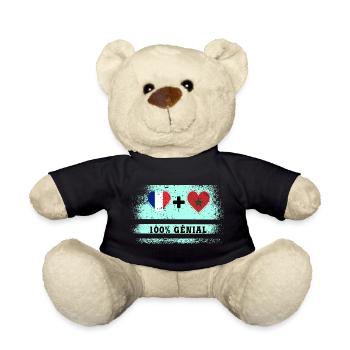 Flag France and Morocco 100% awesome - Teddy Bear - black - Front
