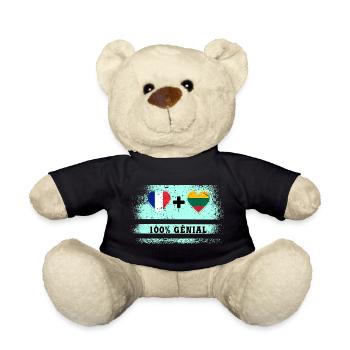 Drapeau France et Lituanie 100% génial - Nounours - noir - Devant