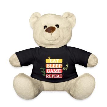 Eating / Sleeping / Gambling / Repeating - Teddy Bear - black - Front