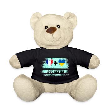 Drapeau France et Ukraine 100% génial - Nounours - noir - Devant