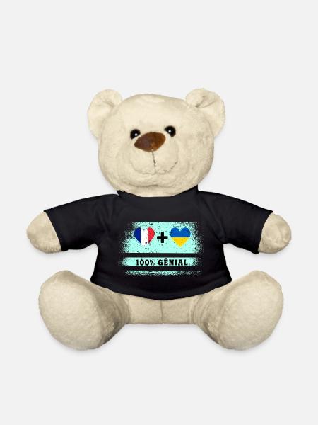 Drapeau France et Ukraine 100% génial - Nounours - noir