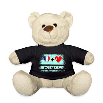 Drapeau France et Turquie 100% génial - Nounours - noir - Devant