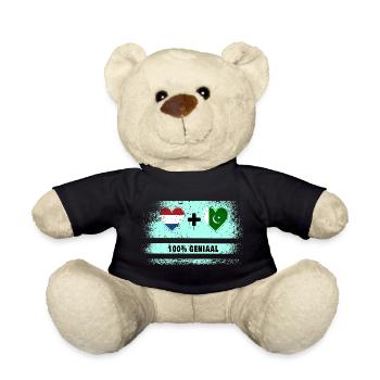 Pakistan and The Netherlands 100% Genius flag - Teddy Bear - black - Front