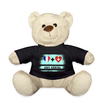 Drapeau France et Suisse 100% génial - Nounours - noir - Devant
