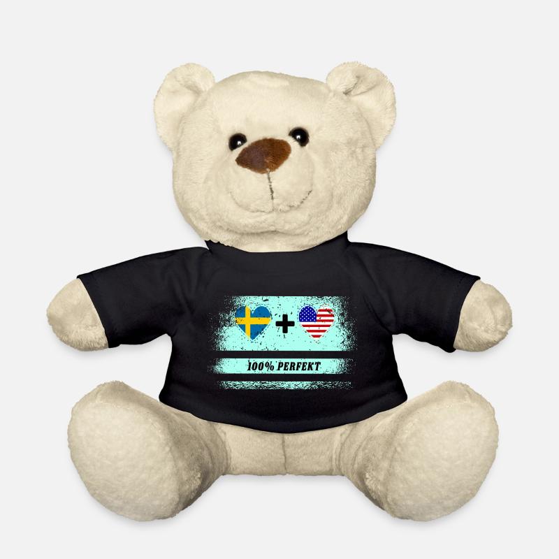 USA und Schweden 100% perfekt / Geschenk - Teddy - Schwarz