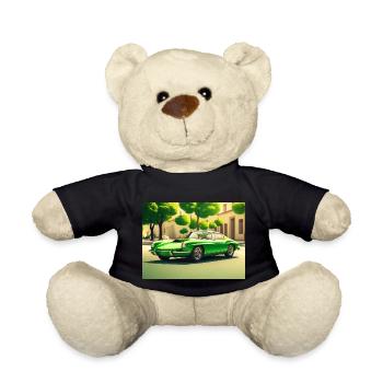 Sports car 80s green - Teddy Bear - black - Front