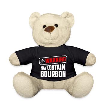 Warning May Contain Bourbon Drinking Whiskey - Teddy Bear - black - Front