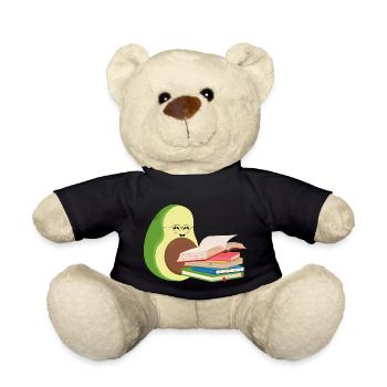 Lustige Avocado liest Bücher - Teddy - Schwarz - Vorne