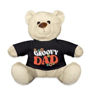 Retro Groovy Dad Matching Family 1er anniversaire Part - Nounours - noir - Devant