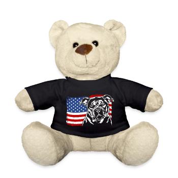 Old English Bulldog America Flag Dogs Wilsigns - Teddy Bear - black - Front