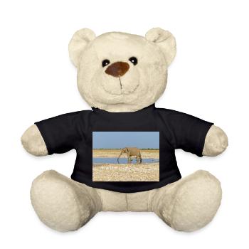 elephant and Landscape in a Etosha National Park - Teddy Bear - black - Front