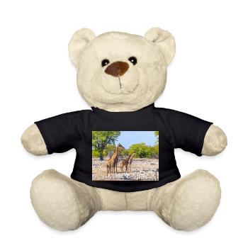 giraffe and Landscape in a Etosha National Park - Teddy Bear - black - Front