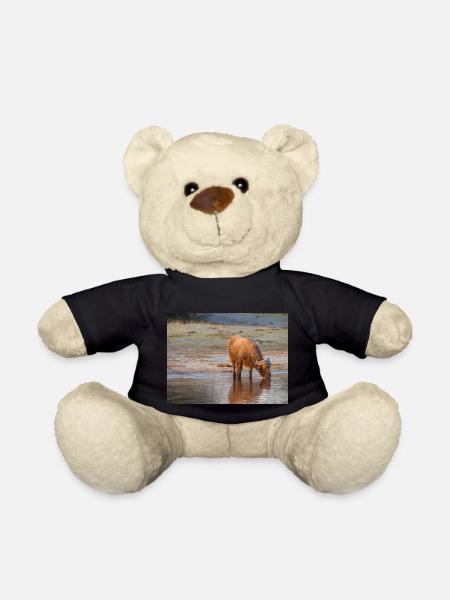 Landscape at the Cubango river with Cape buffalo - Teddy Bear - black