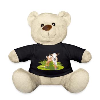 Cute baby goat on the lawn - Teddy Bear - black - Front